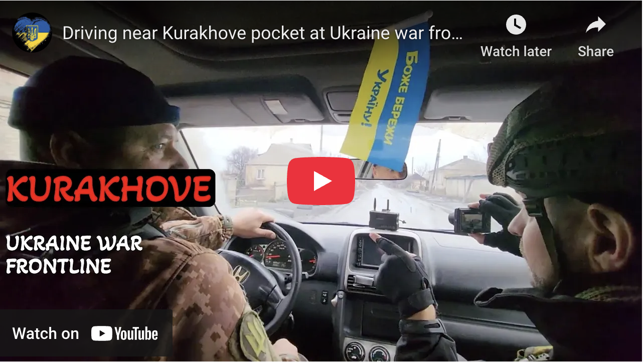 Driving near Kurakhove pocket at Ukraine war frontline